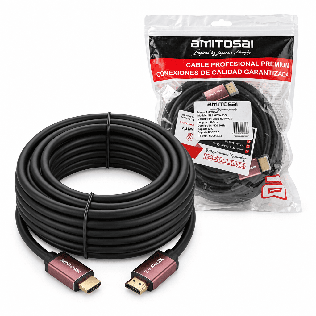 Cable HDMI 2.0 4K premium 5 m AMITOSAI MTS-HDMI4K500