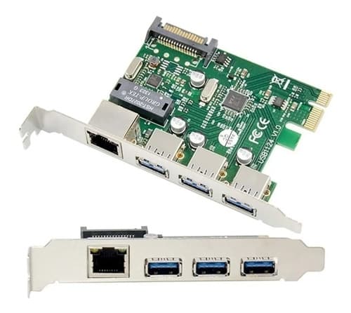 Placa PCIe 3× USB 3.0 + LAN Gigabit AMITOSAI MTS-PCIE3USB3LAN